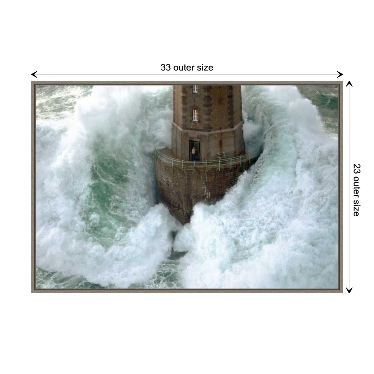 Phares dans la Tempete La Jument by Jean Guichard Canvas Wall Art Print Framed